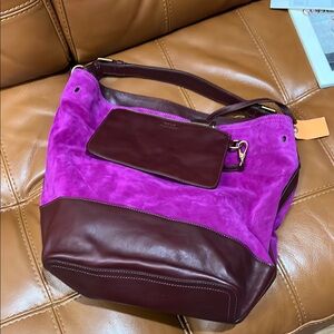 Polo Ralph Lauren Bag purple Suede &leather . XL